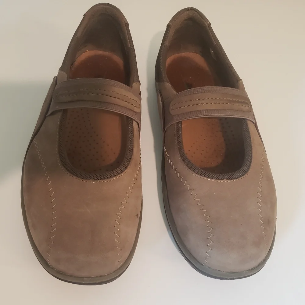 Earth Taupe Mary Jane Comfort Flats